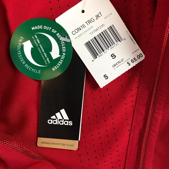 Adidas Climacool Condivo 16 Mens Activewear Full Zip Red Training Jacket Size S - Picture 8 of 9